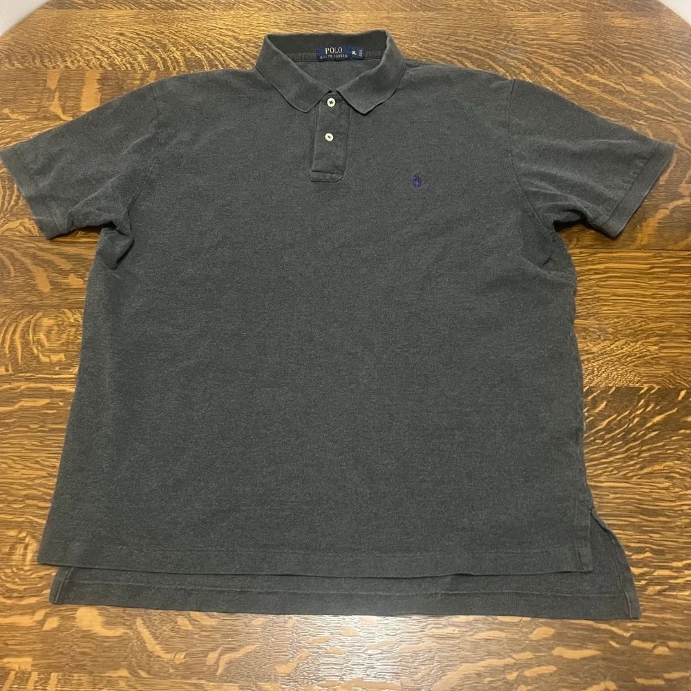 Polo Ralph Lauren Polo Shirt Mens XL Charcoal Gray Purple Pony Logo Cotton